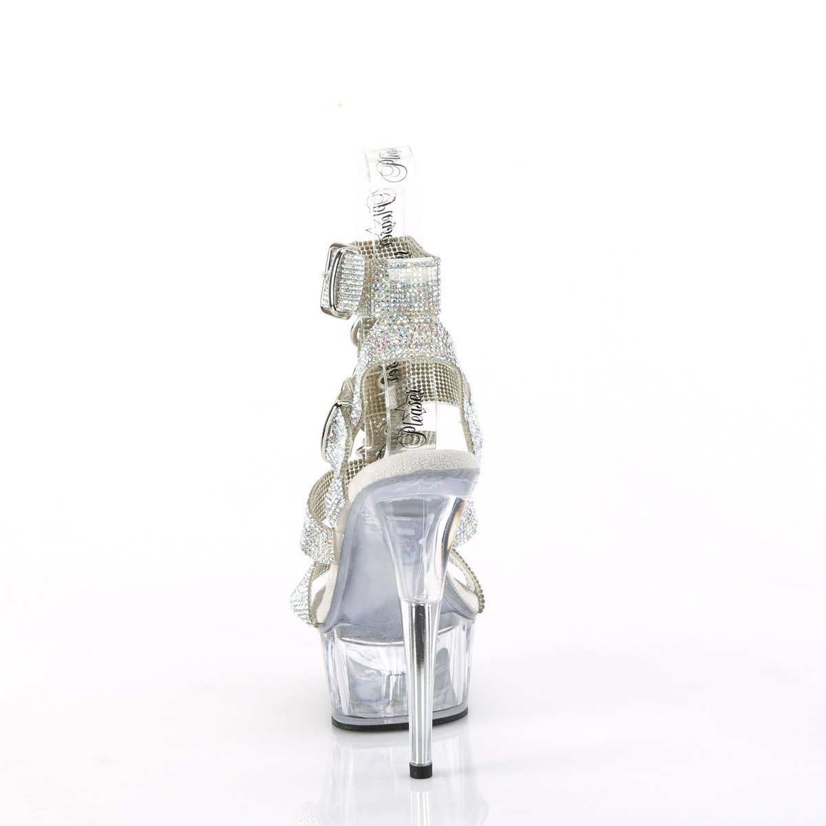 Pleaser Delight-656RS SRS-TPU/C - Silver Platform High-Heel Ankle Strap Heels