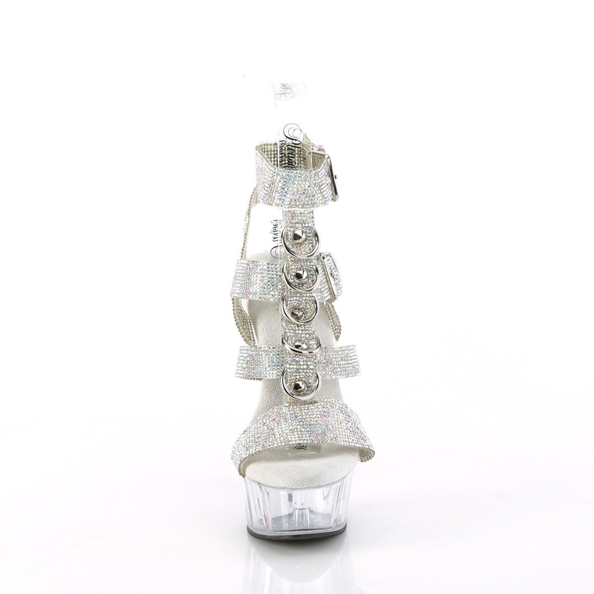 Pleaser Delight-656RS SRS-TPU/C - Silver Platform High-Heel Ankle Strap Heels