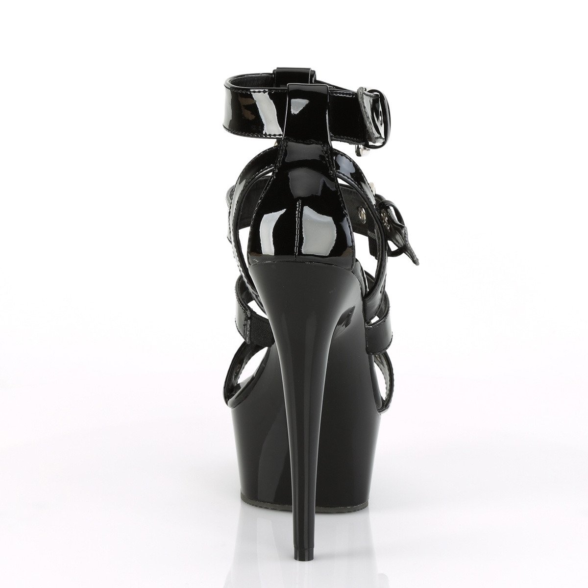 Pleaser Delight-658 B/M - Shiny Black Platform High-Heel Strap Heels