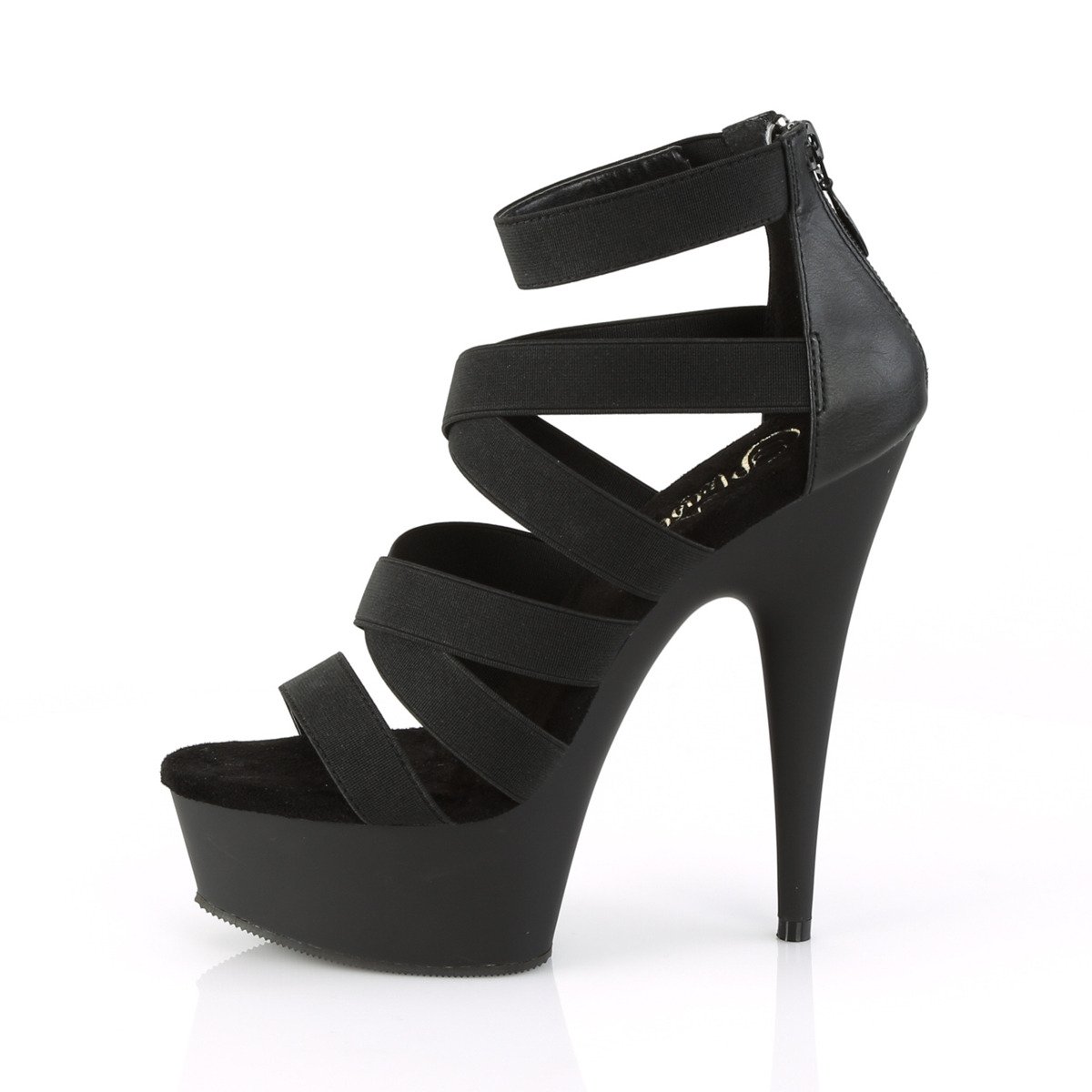 Pleaser Delight-659 BELS-PU/M - Black Platform High-Heel Strap Heels