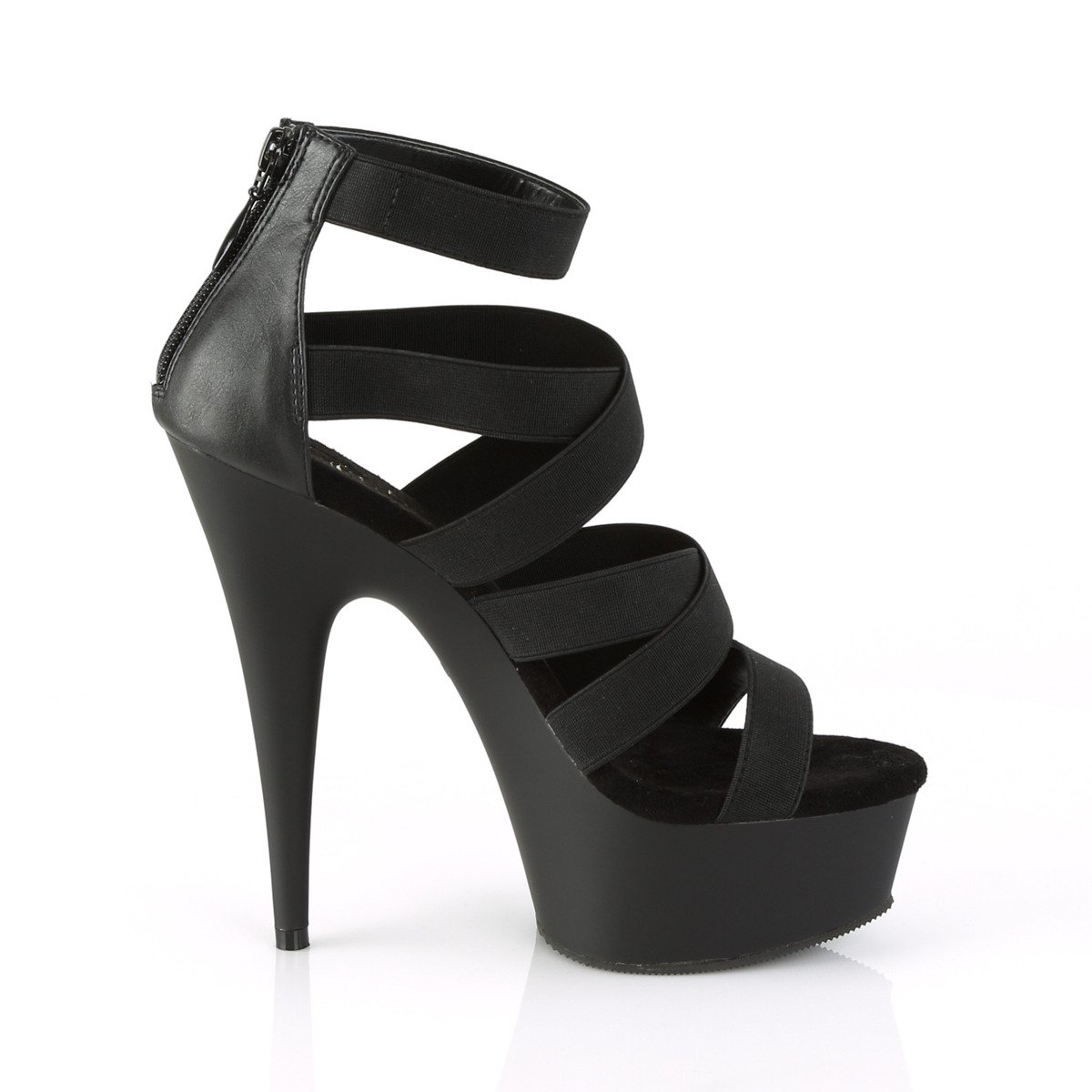Pleaser Delight-659 BELS-PU/M - Black Platform High-Heel Strap Heels