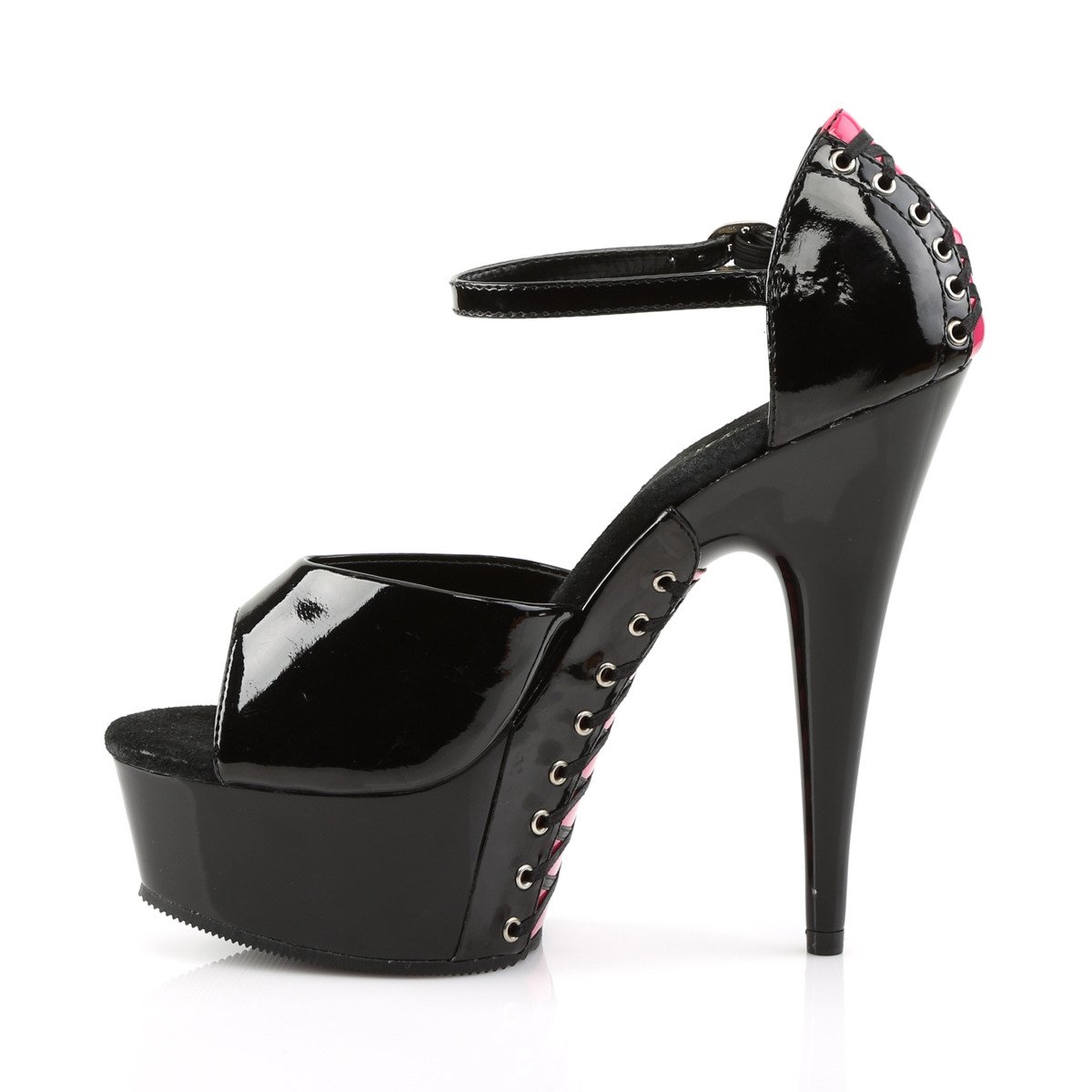 Pleaser Delight-660FH BHP/B - Shiny Black Platform High-Heel Peep Toe Heels