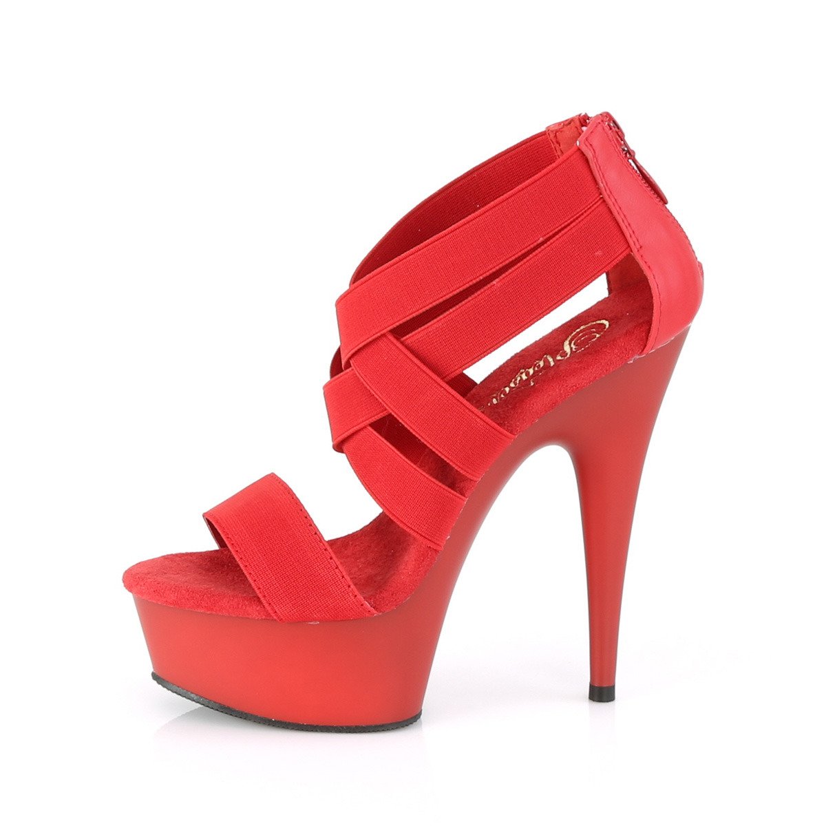Pleaser Delight-669 RELS-PU/M - Red Platform High-Heel Sandals