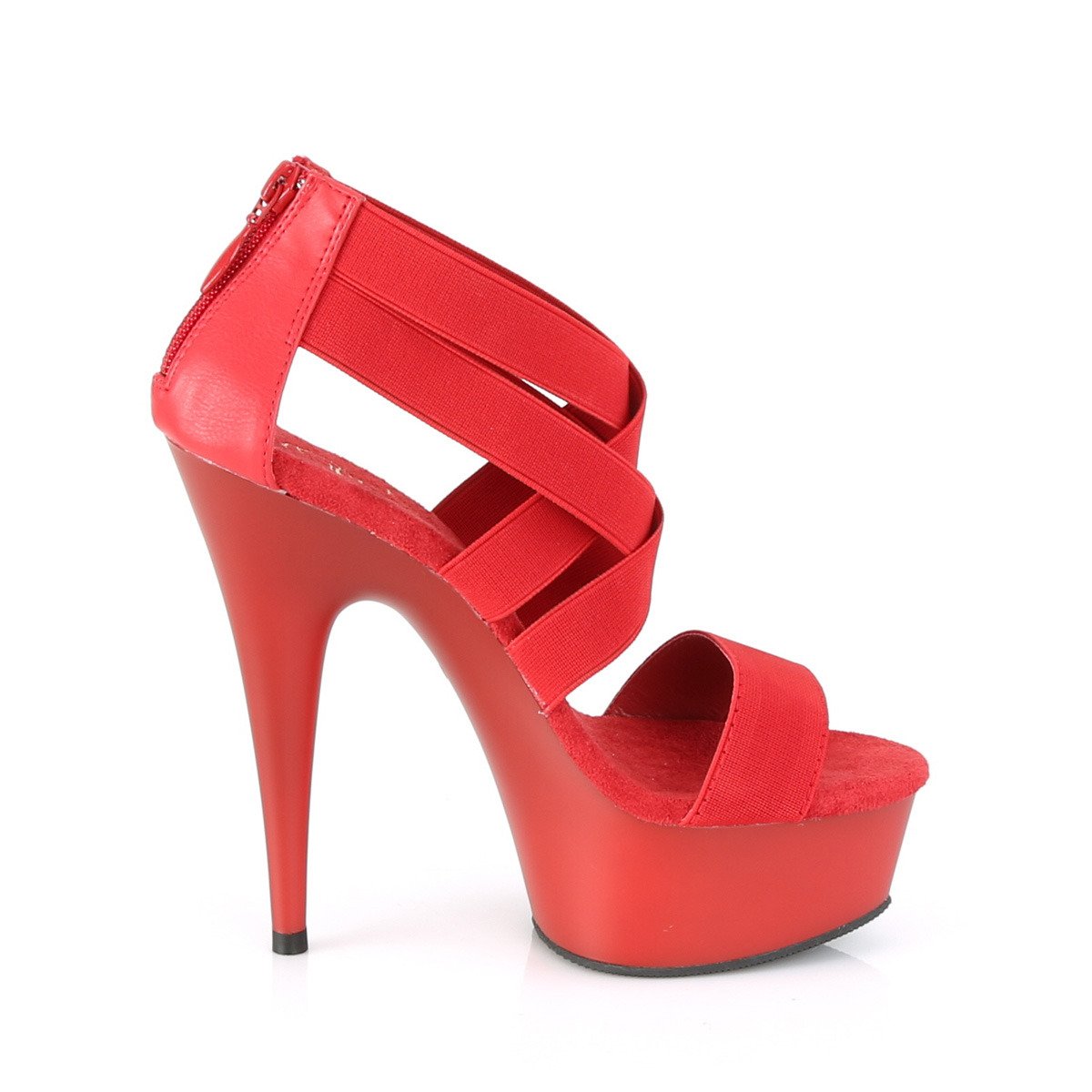 Pleaser Delight-669 RELS-PU/M - Red Platform High-Heel Sandals