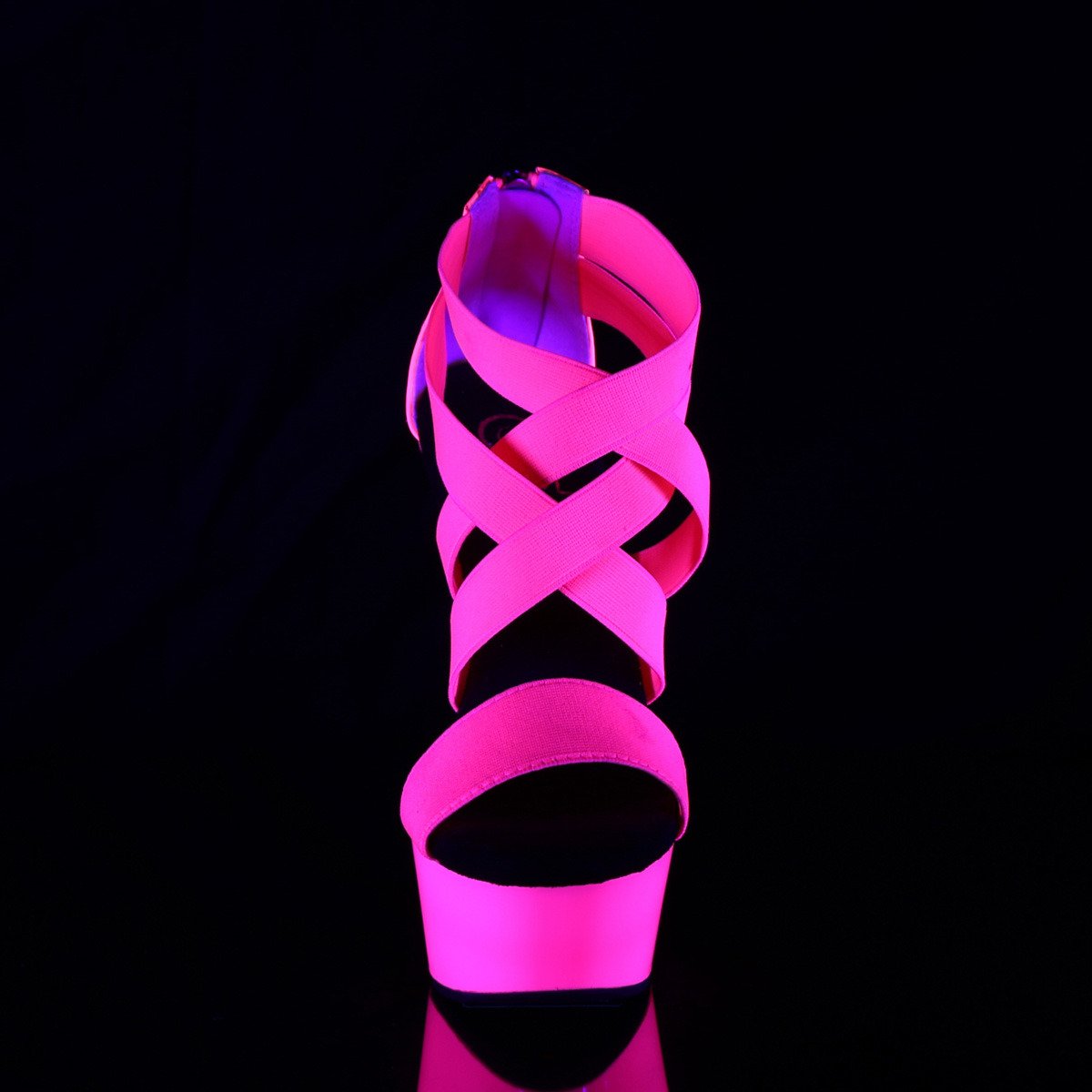 Pleaser Delight-669UV NHPELS-PT/M - Pink Uv Reactive Platform High-Heel Sandals