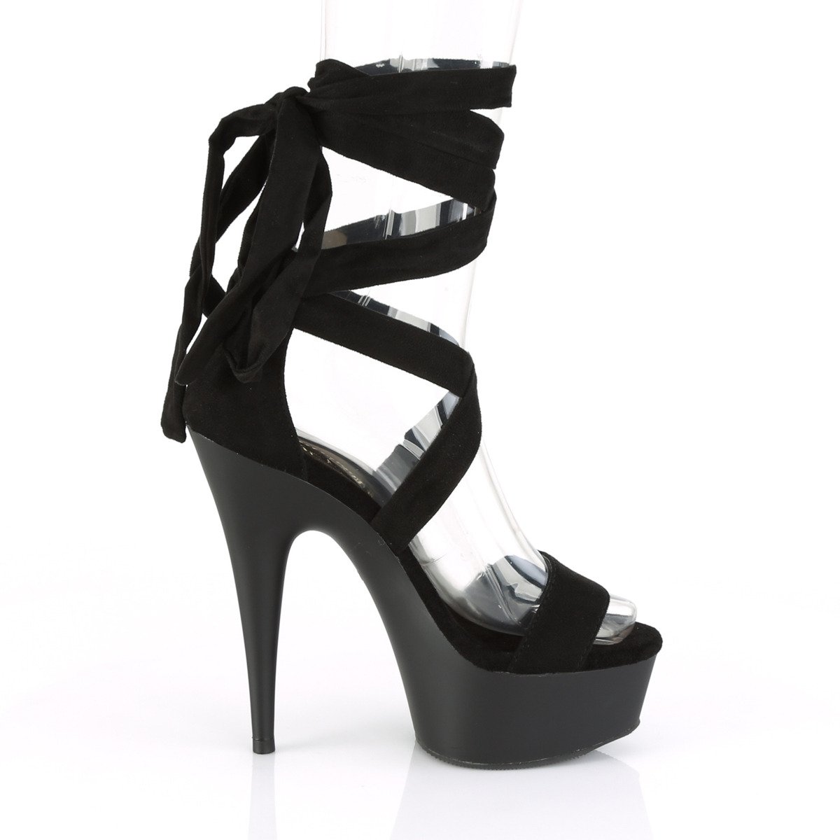 Pleaser Delight-671 BFS/M - Black Platform High-Heel Ankle Strap Heels