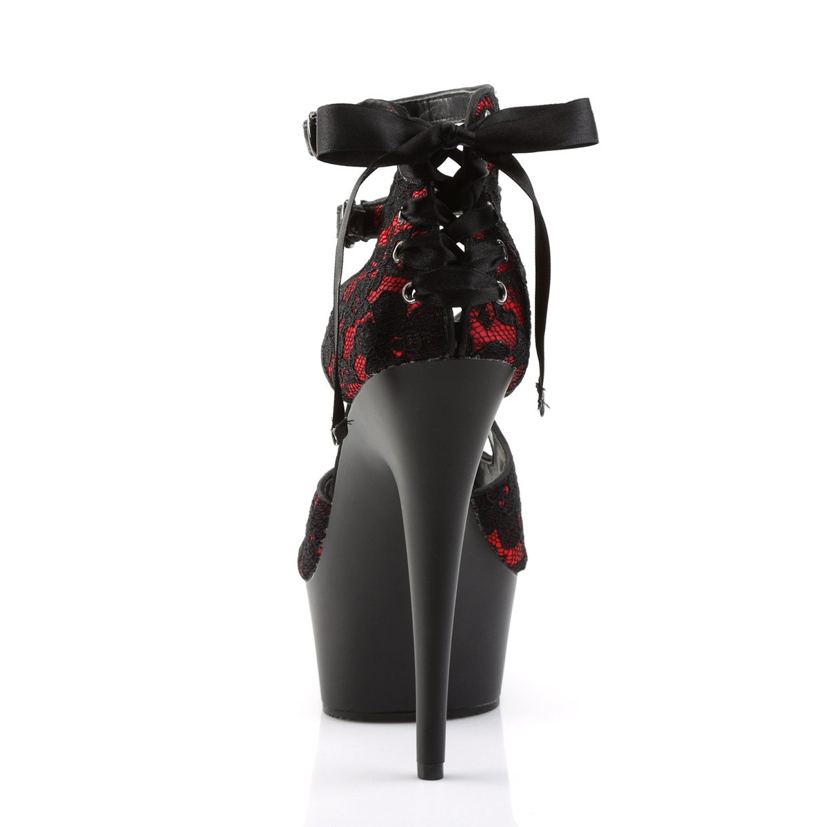 Pleaser Delight-678LC RSA/B - Red Platform High-Heel Ankle Strap Heels