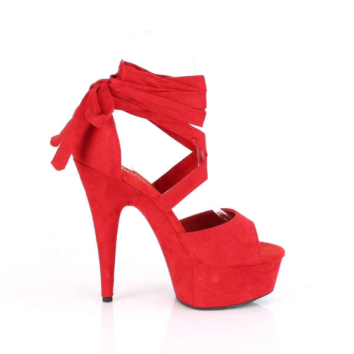 Pleaser Delight-679 RFS/M - Red Platform High-Heel Ankle Strap Heels