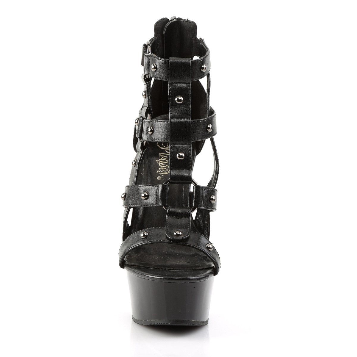 Pleaser Delight-682 BPU/M - Black Platform High-Heel Strap Heels