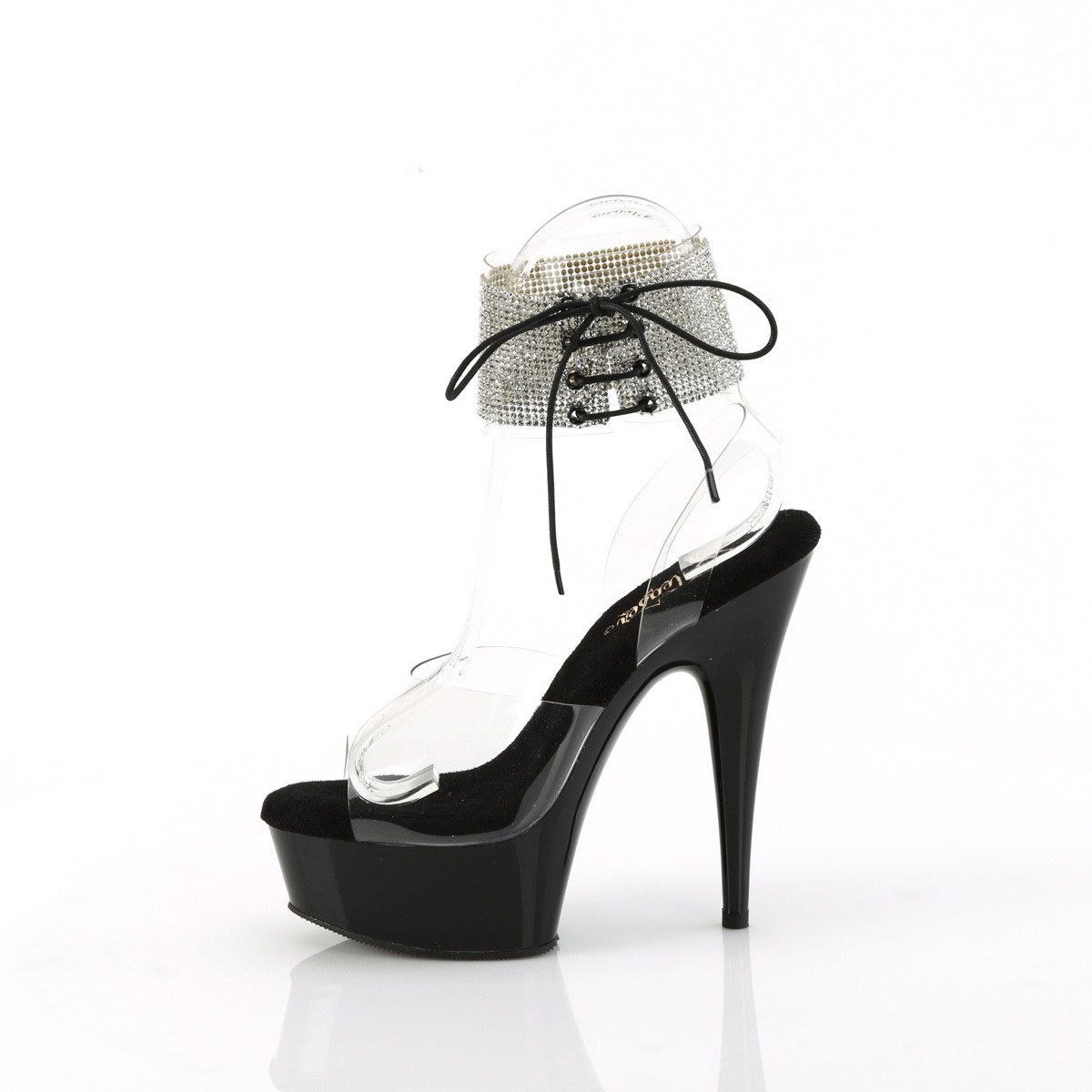 Pleaser Delight-691-2RS C/B - Clear Platform High-Heel Ankle Strap Heels