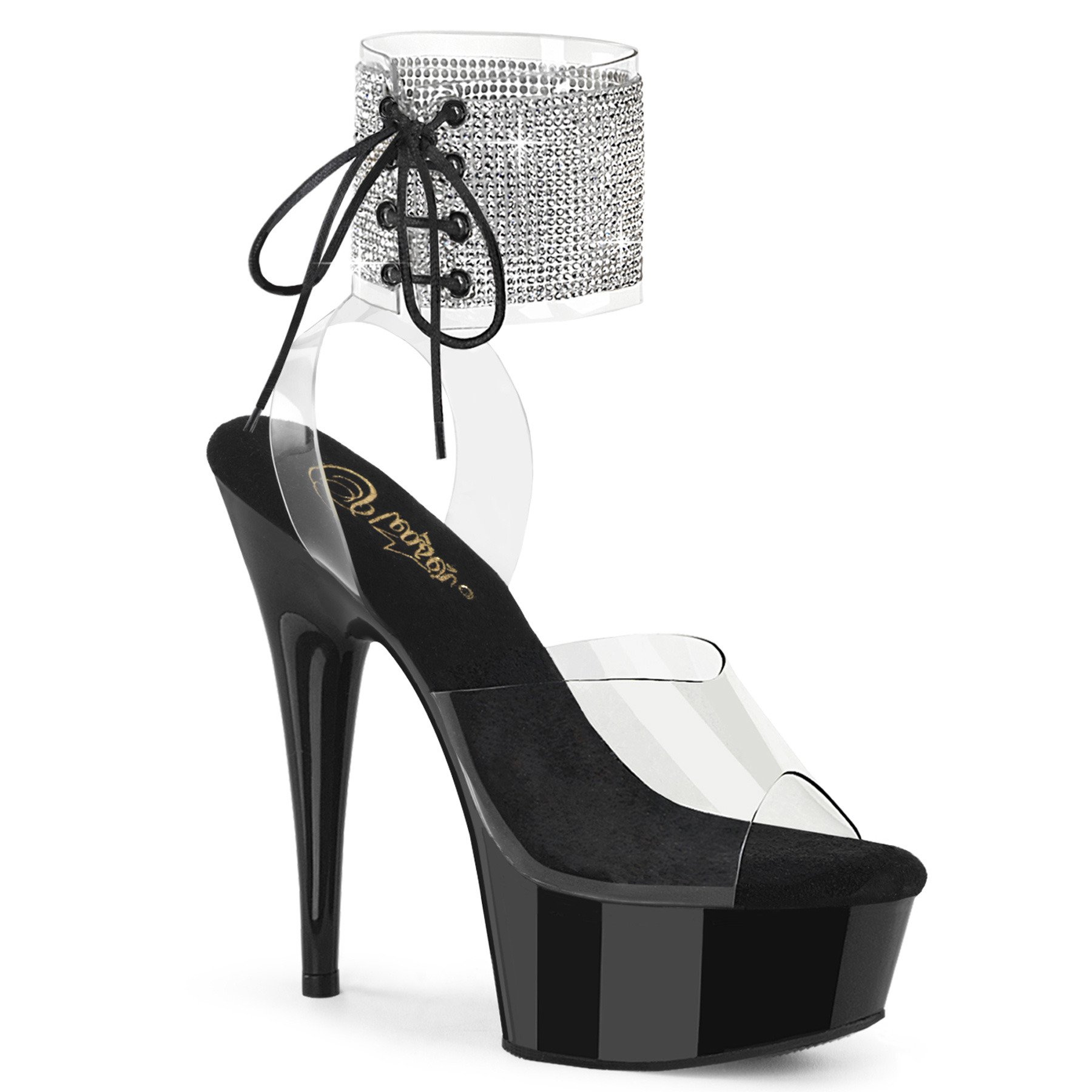 Pleaser Delight-691-2RS C/B - Clear Platform High-Heel Ankle Strap Heels