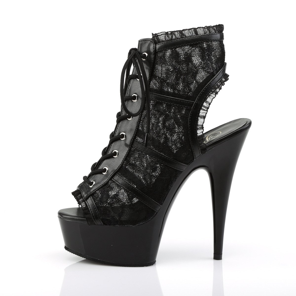 Pleaser Delight-696LC BM/M - Black Platform High-Heel Ankle Booties