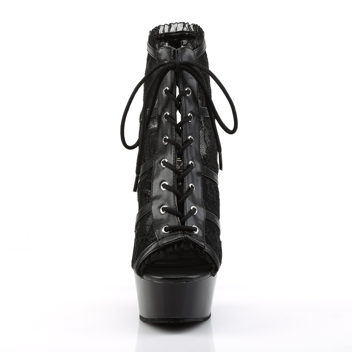 Pleaser Delight-696LC BM/M - Black Platform High-Heel Ankle Booties