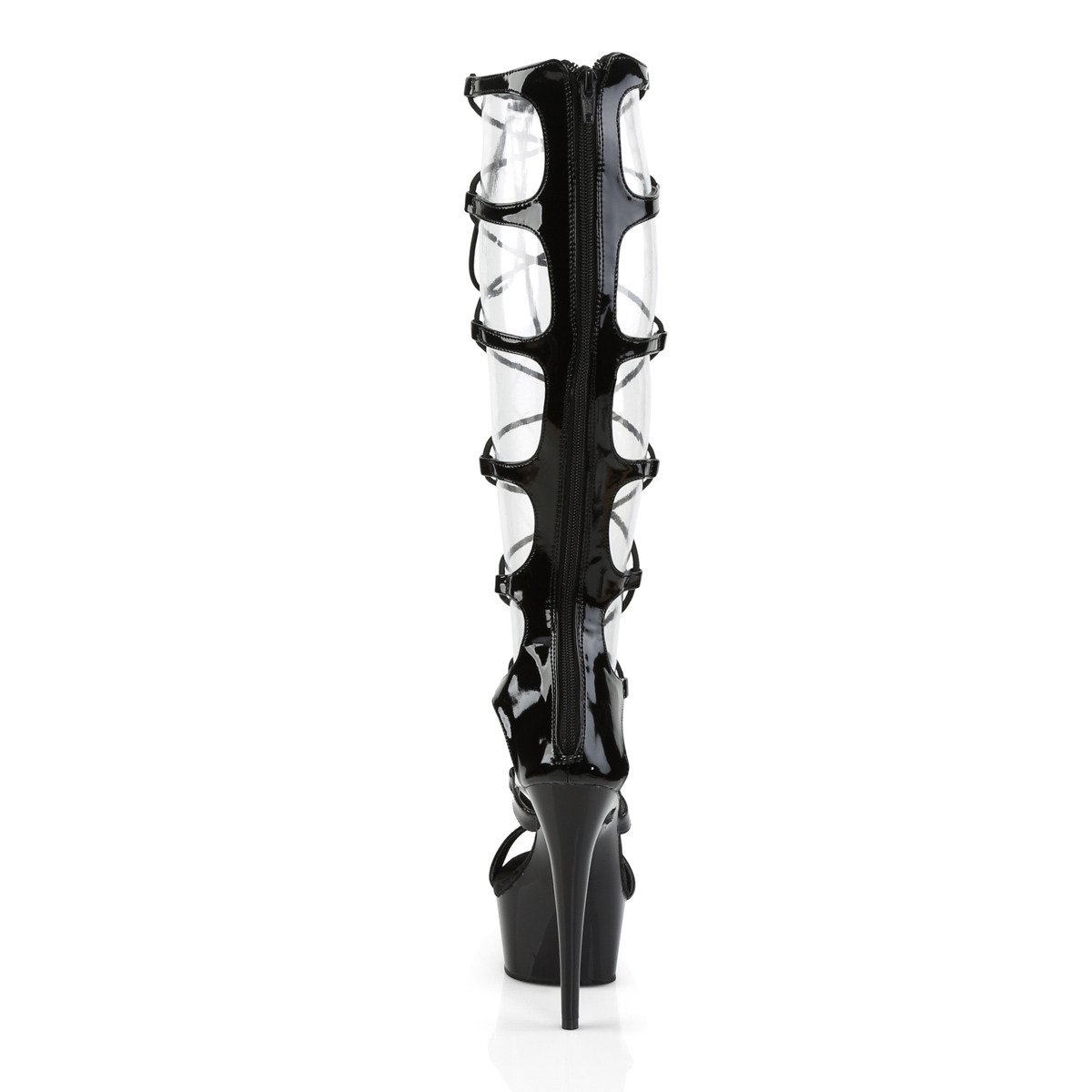 Pleaser Delight-698 B/M - Shiny Black Platform High-Heel Strap Heels
