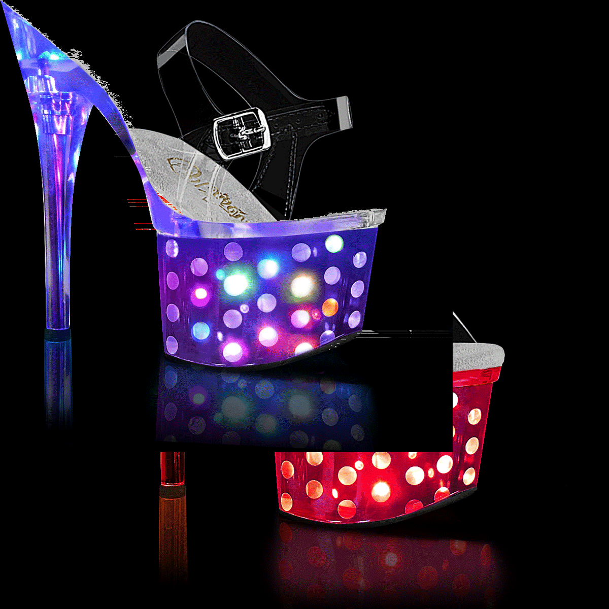 Pleaser Discolite-708DOTS C/SCH - Clear Illuminating High-Platform Sandals