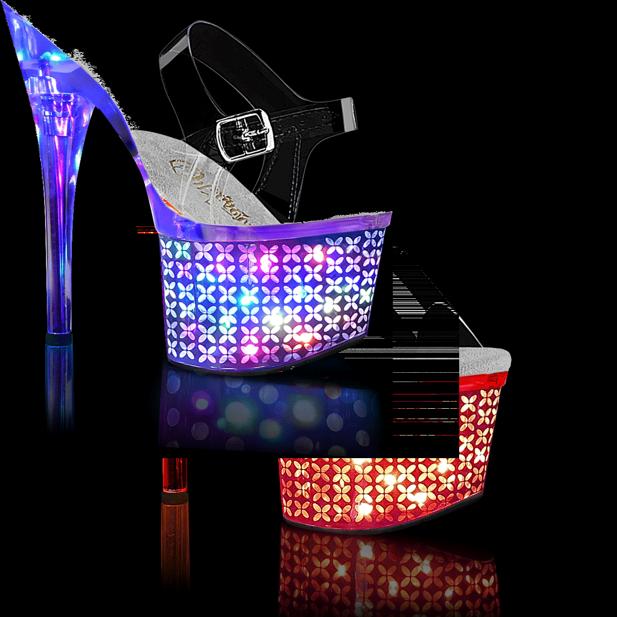 Pleaser Discolite-708FLP C/SCH - Clear Illuminating High-Platform Sandals