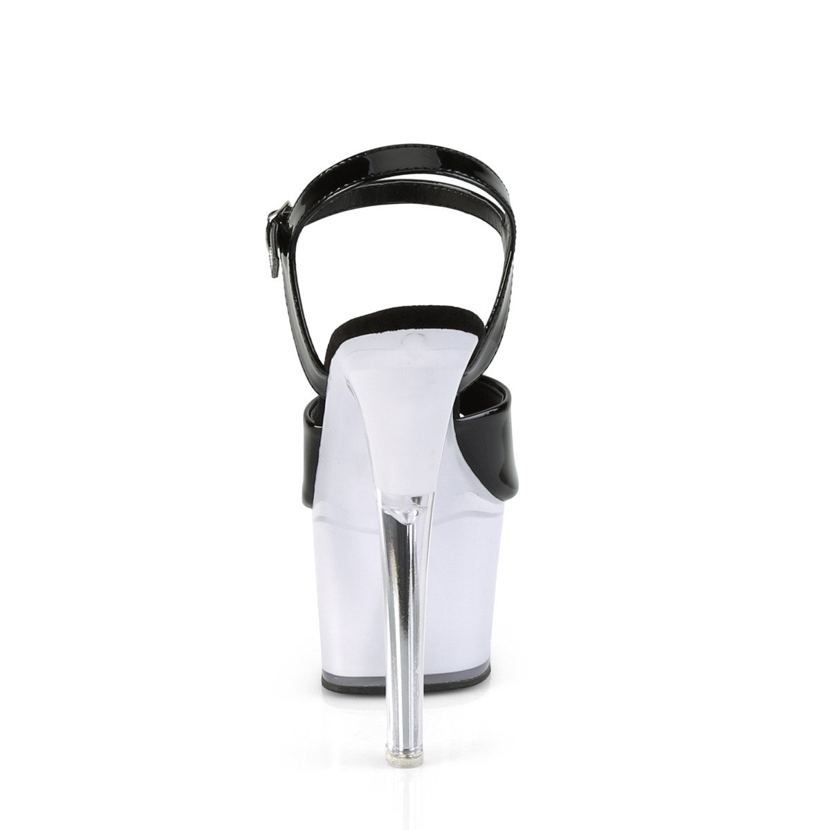 Pleaser Discolite-709 B/WGLOW - Shiny Black Illuminating High-Platform Sandals