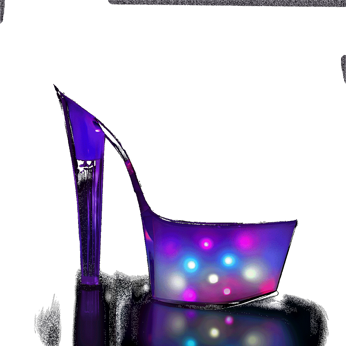 Pleaser Discolite-709 B/WGLOW - Shiny Black Illuminating High-Platform Sandals