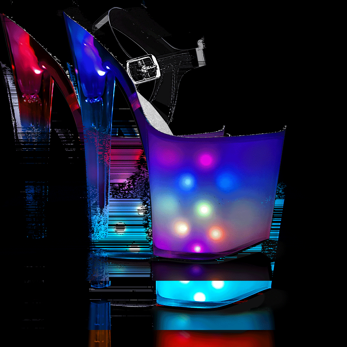 Pleaser Discolite-808 C/WGLOW - Clear Illuminating High-Platform Sandals