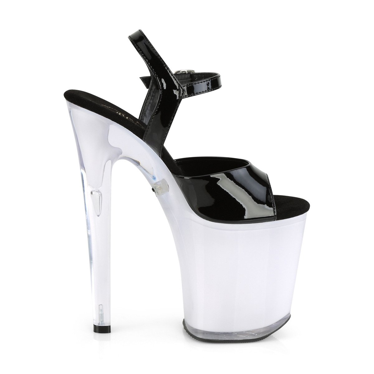 Pleaser Discolite-809 B/WGLOW - Shiny Black Illuminating High-Platform Sandals