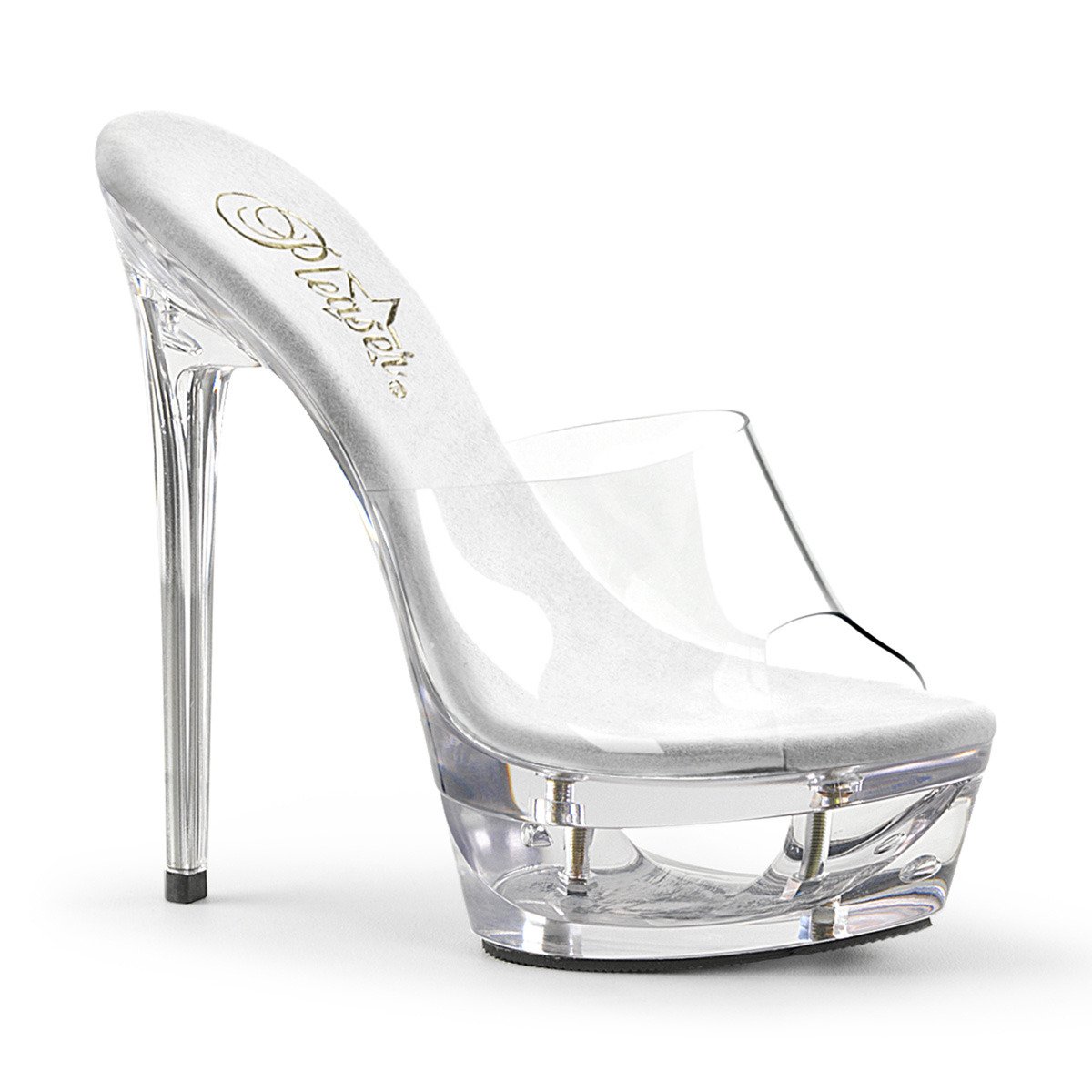 Pleaser Eclipse-601 C/M - Clear Platform High-Heel Slides