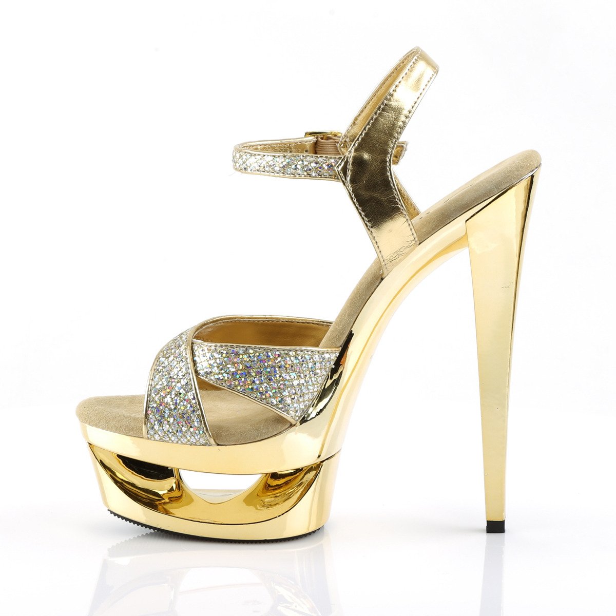 Pleaser Eclipse-619G G/M - Gold Platform High-Heel Sandals