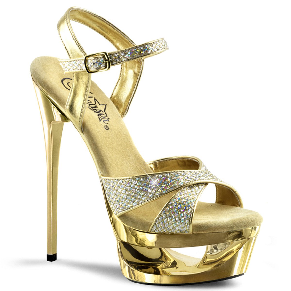 Pleaser Eclipse-619G G/M - Gold Platform High-Heel Sandals