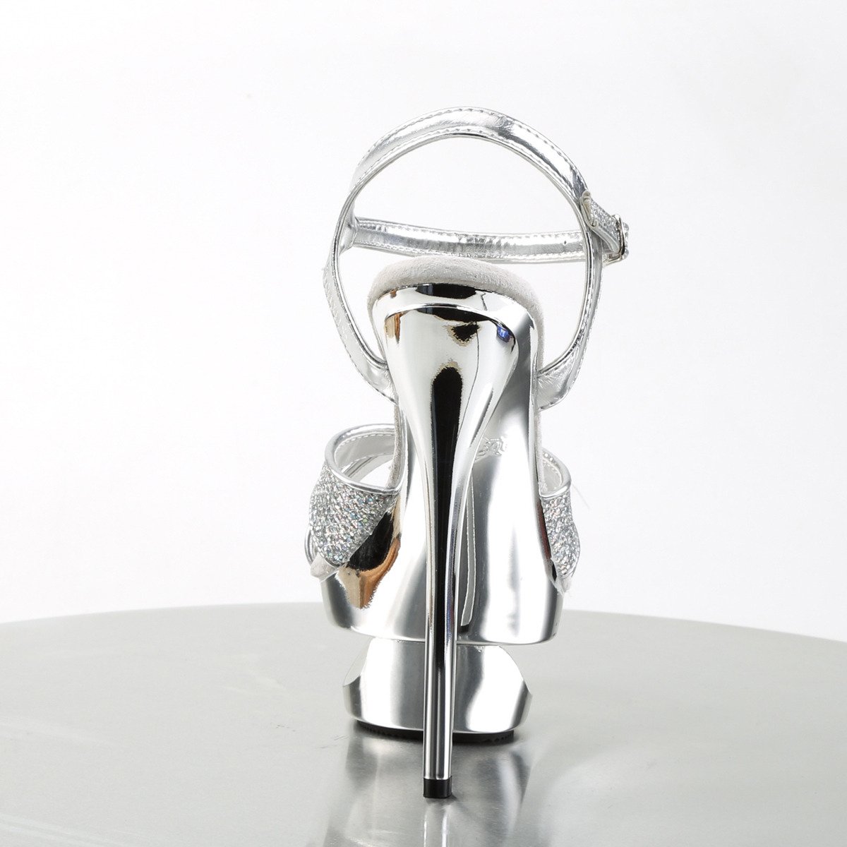 Pleaser Eclipse-619G S/M - Silver Platform High-Heel Sandals