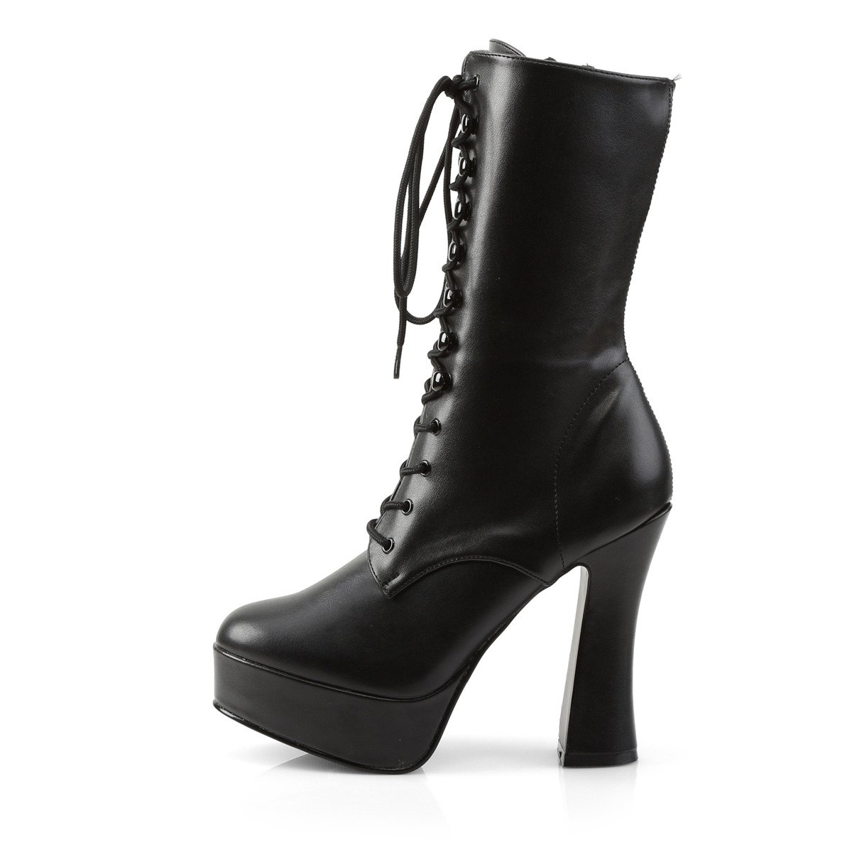 Pleaser Electra-1020 B/PU - Black Platform High Chunky-Heel Ankle Boots