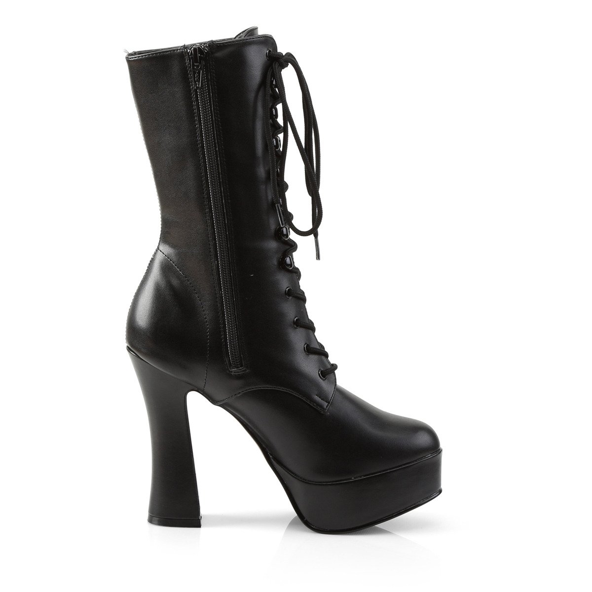 Pleaser Electra-1020 B/PU - Black Platform High Chunky-Heel Ankle Boots
