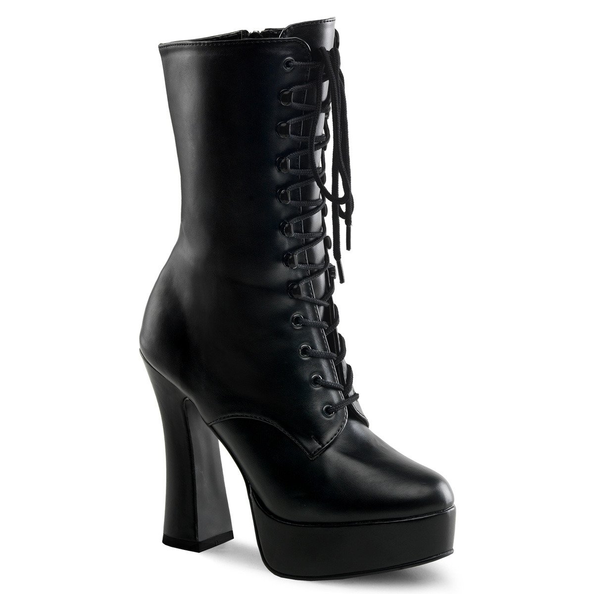 Pleaser Electra-1020 B/PU - Black Platform High Chunky-Heel Ankle Boots