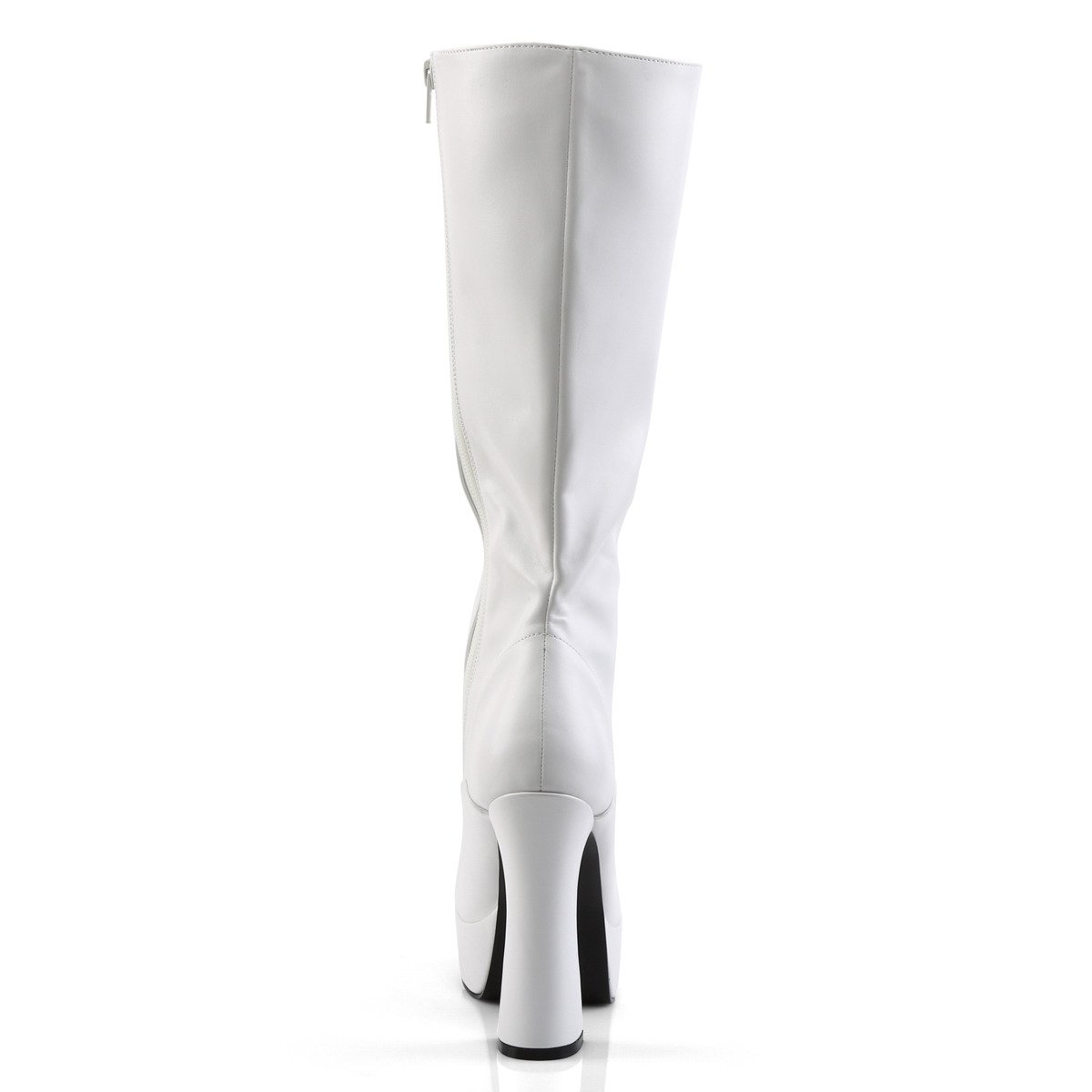 Pleaser Electra-2020 W/PU - White Platform High Chunky-Heel Knee High Boots