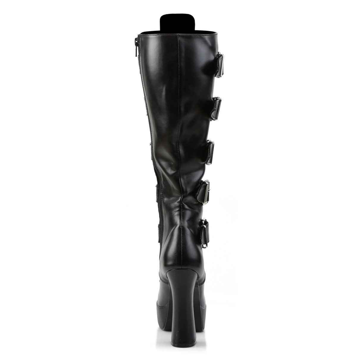 Pleaser Electra-2042 B/PU - Black Platform High Chunky-Heel Knee High Boots