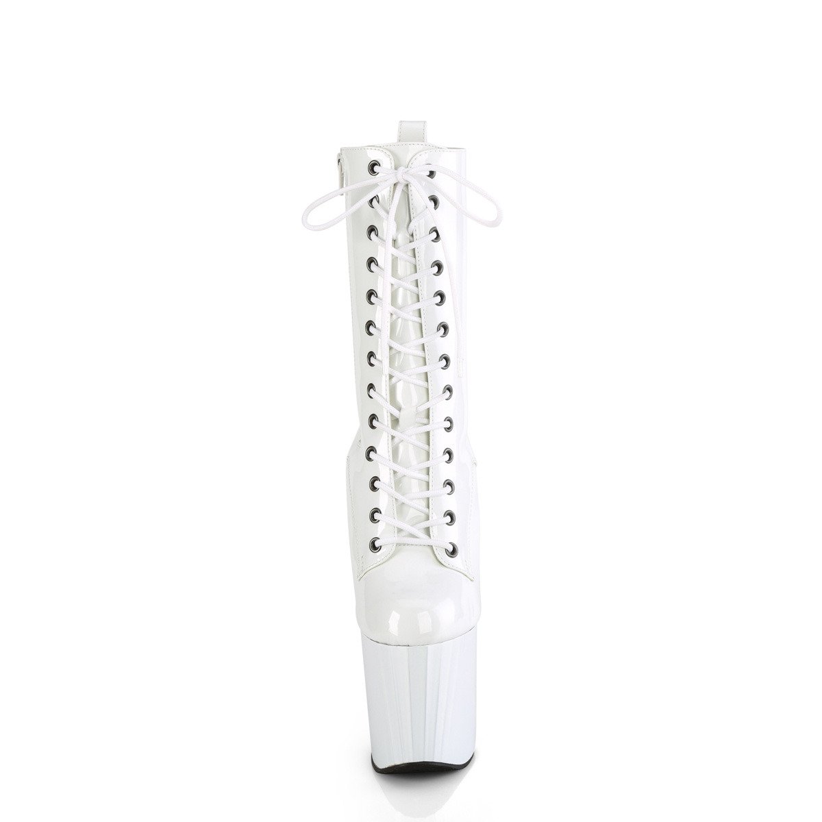 Pleaser Enchant-1040 W/M - Shiny White High-Platform Ankle Boots