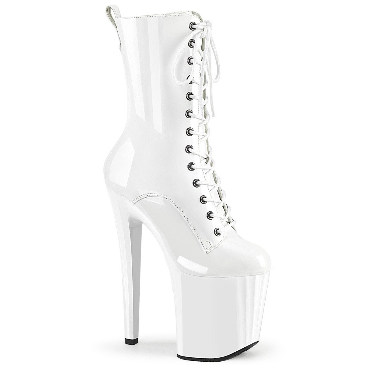 Pleaser Enchant-1040 W/M - Shiny White High-Platform Ankle Boots