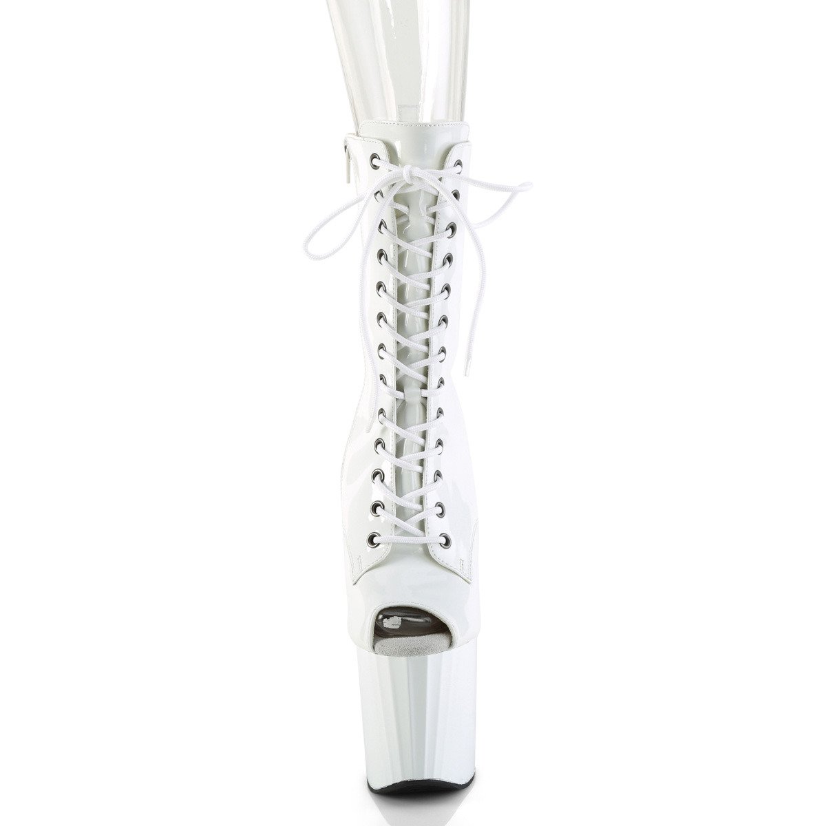 Pleaser Enchant-1041 W/M - Shiny White High-Platform Ankle Boots