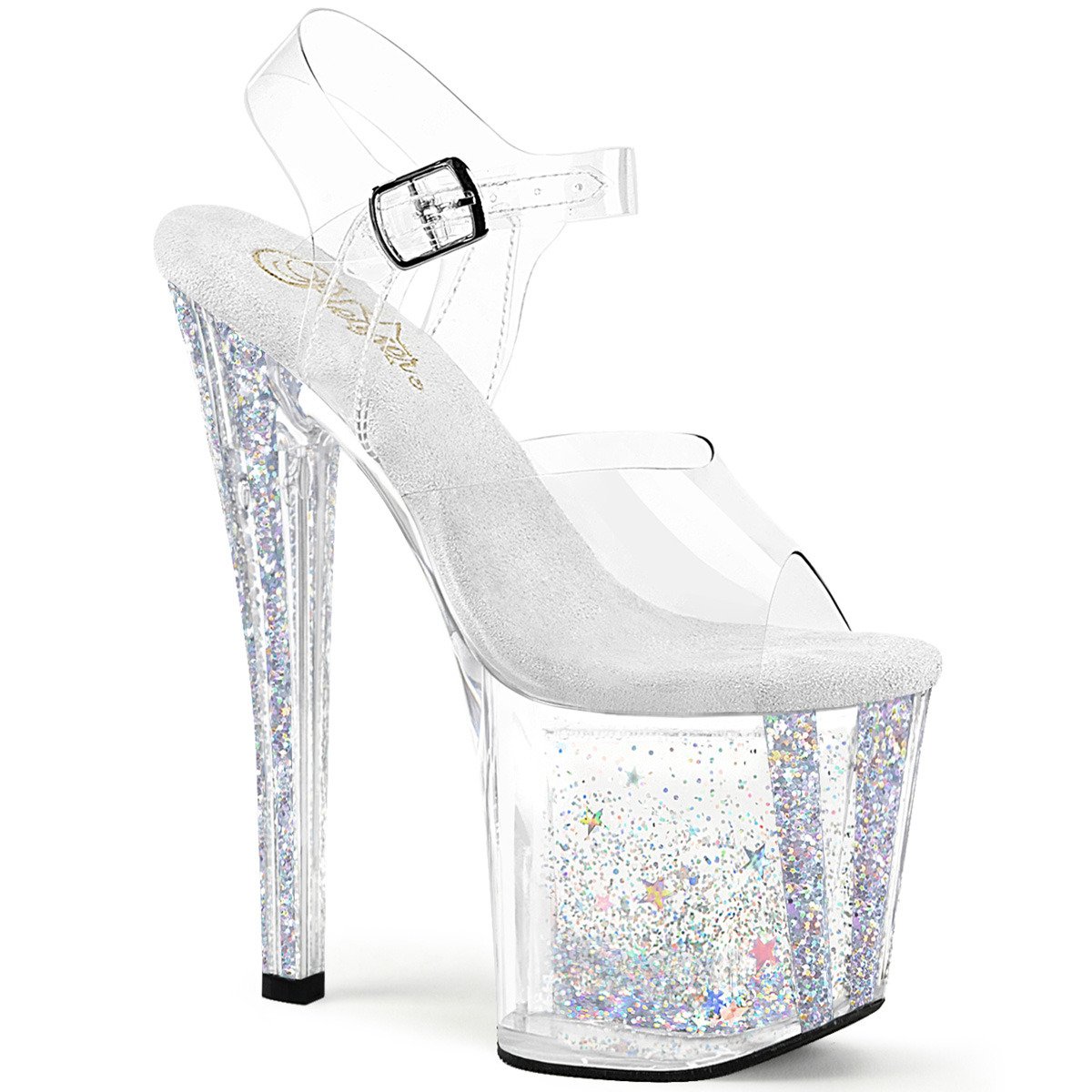 Pleaser Enchant-708AQUA-04 C/C-SG - Clear High-Platform Sandals