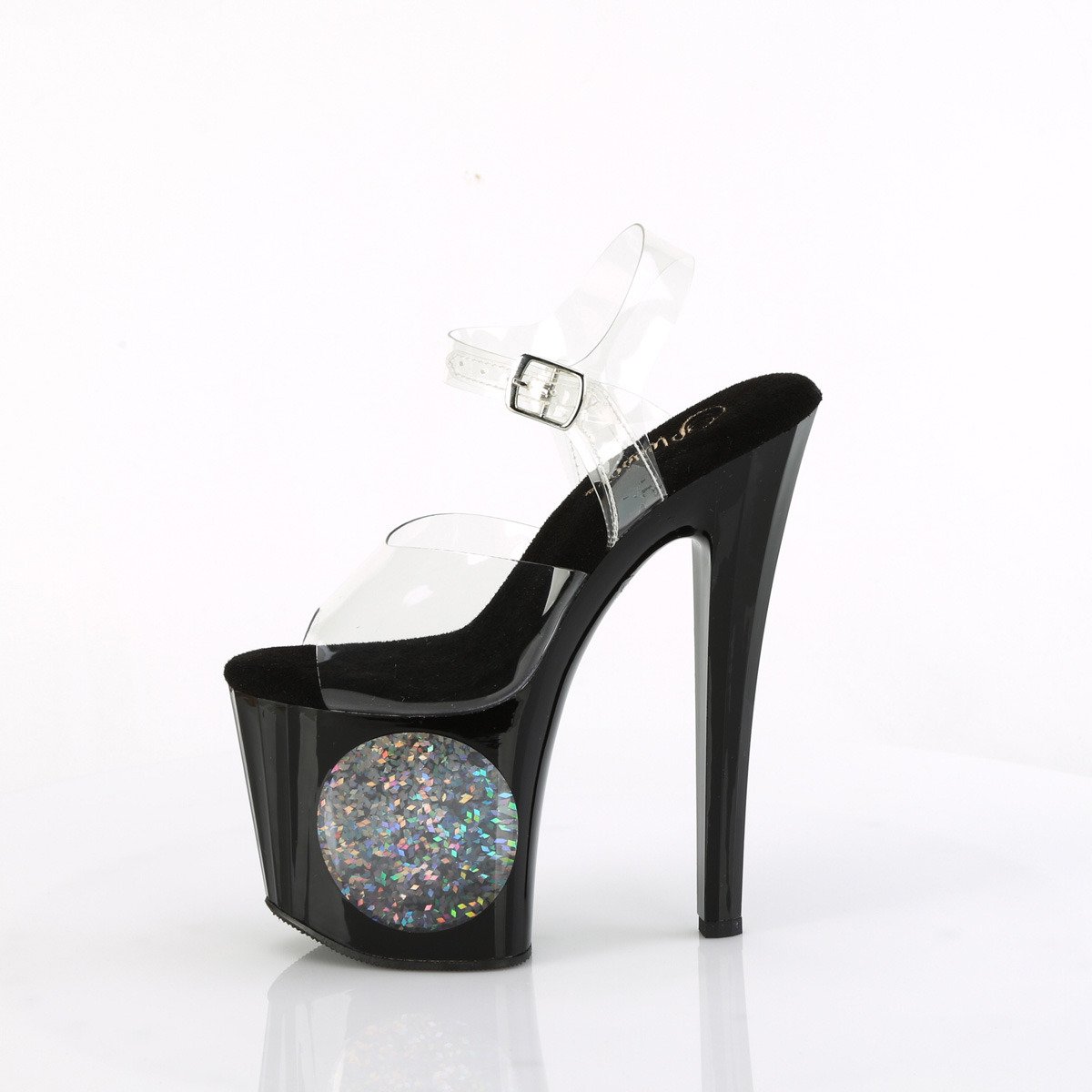 Pleaser Enchant-708LT-CIRCLE C/B-SG - Clear Illuminating High-Platform Sandals