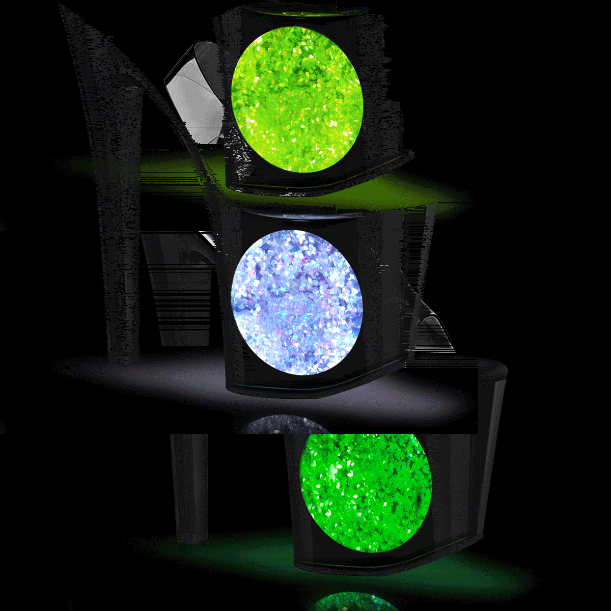 Pleaser Enchant-708LT-CIRCLE C/B-SG - Clear Illuminating High-Platform Sandals