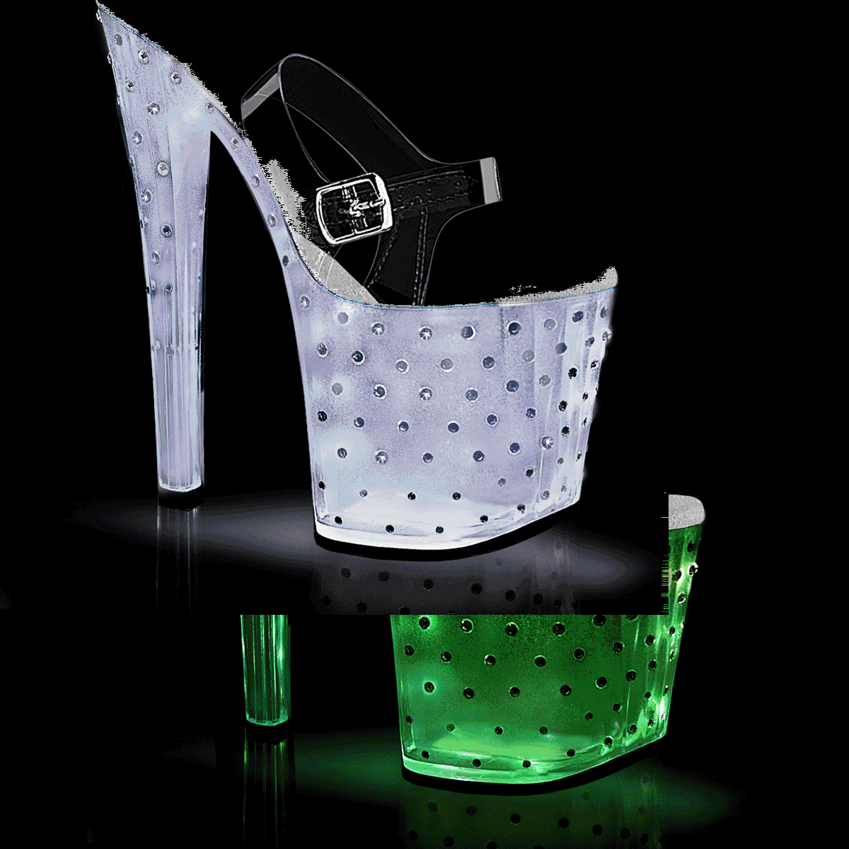 Pleaser Enchant-708T-LT C/C-S - Clear Illuminating High-Platform Sandals