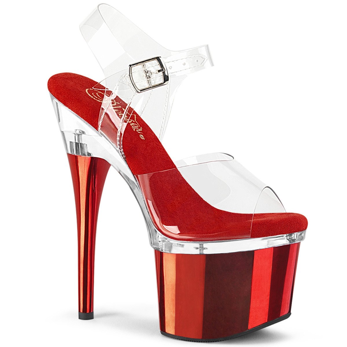 Pleaser Esteem-708 C/C-RCH - Clear High-Platform Sandals