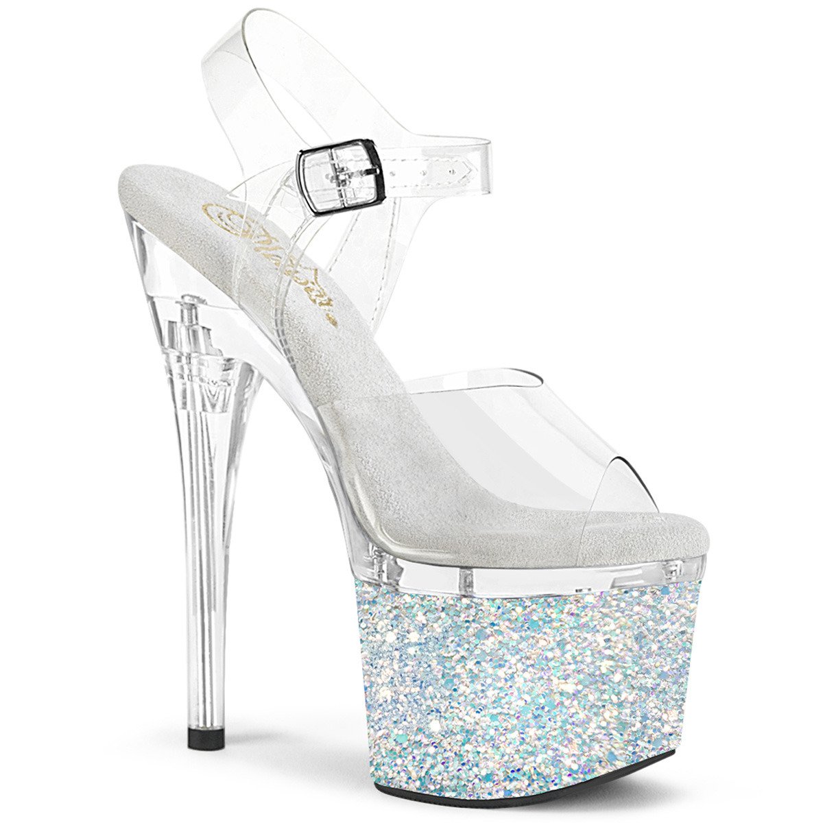 Pleaser Esteem-708LG C/C-WG - Clear High-Platform Sandals