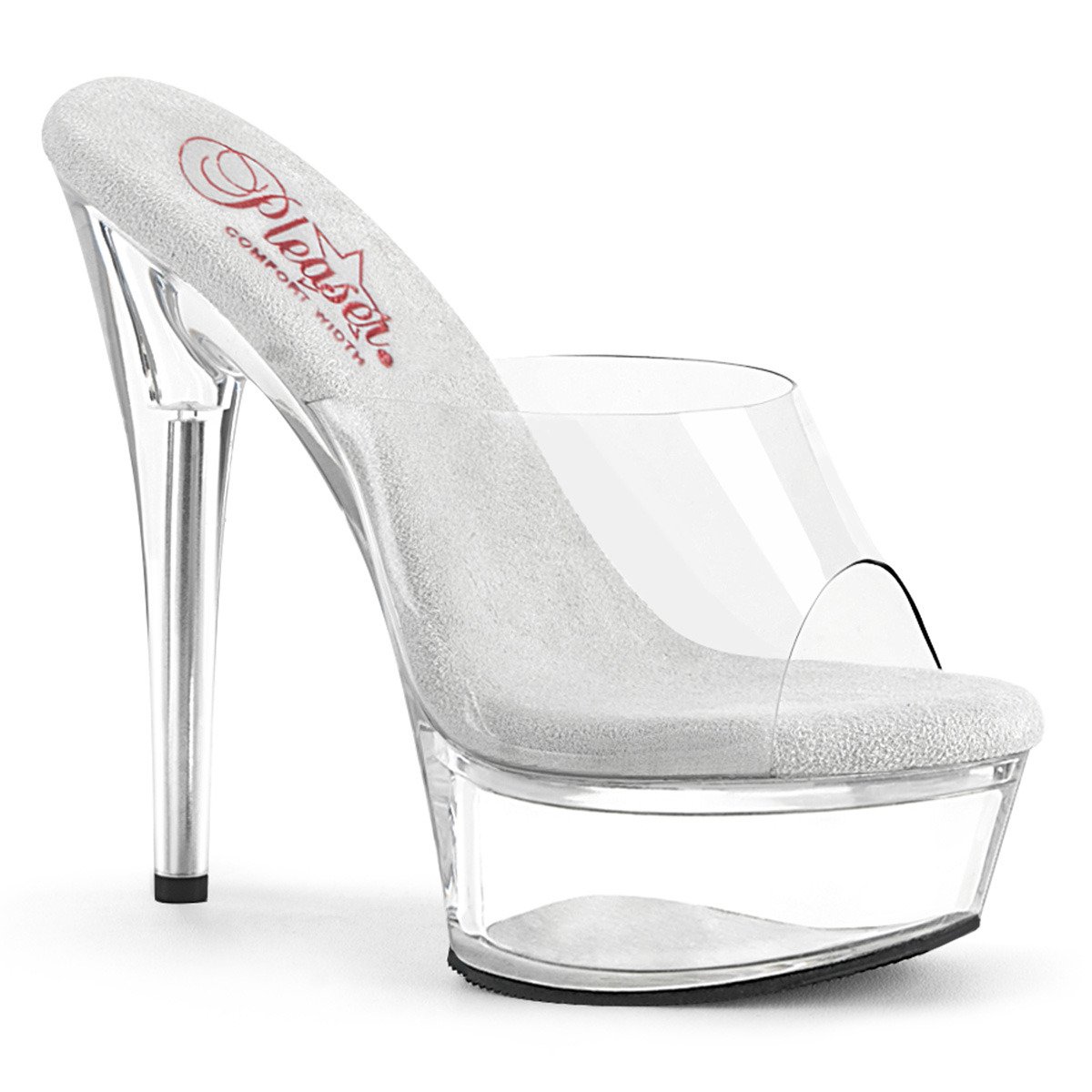 Pleaser Excite-601 C/M - Clear Platform High-Heel Slides