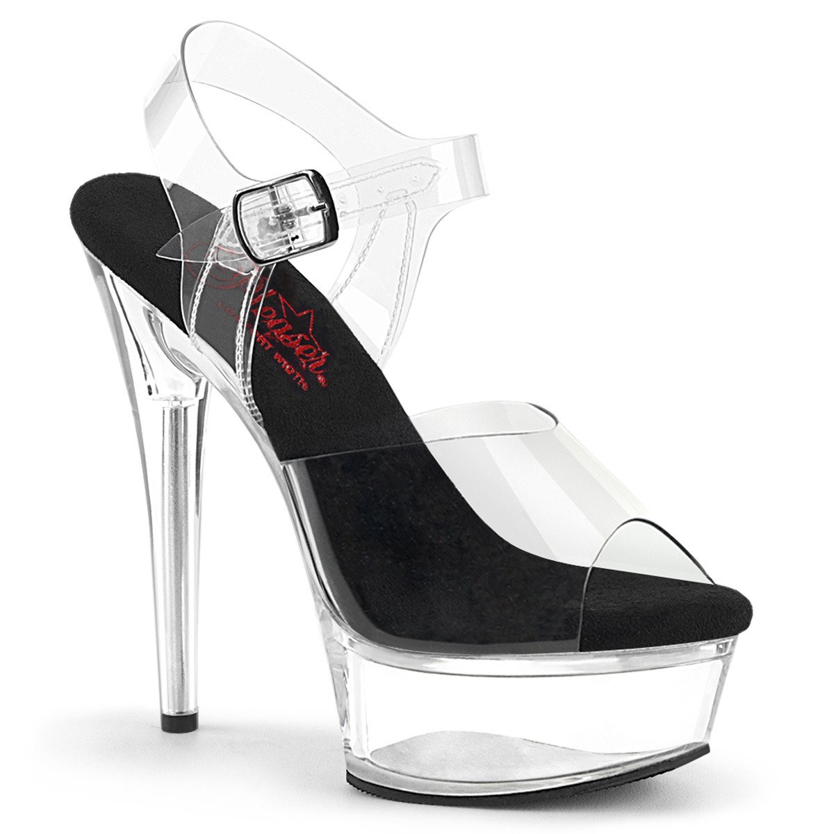 Pleaser Excite-608 C-B/C - Black Platform High-Heel Sandals