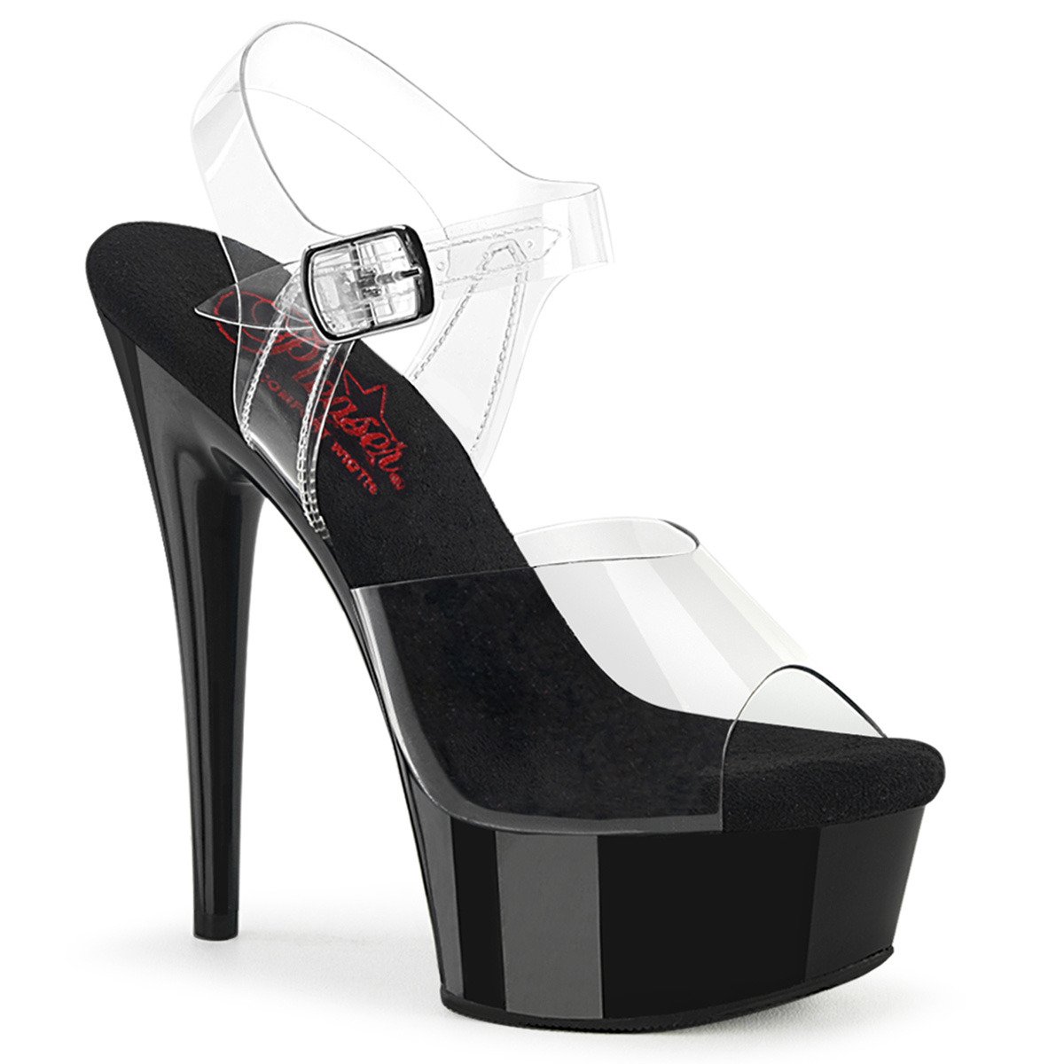 Pleaser Excite-608 C/B - Clear Platform High-Heel Sandals