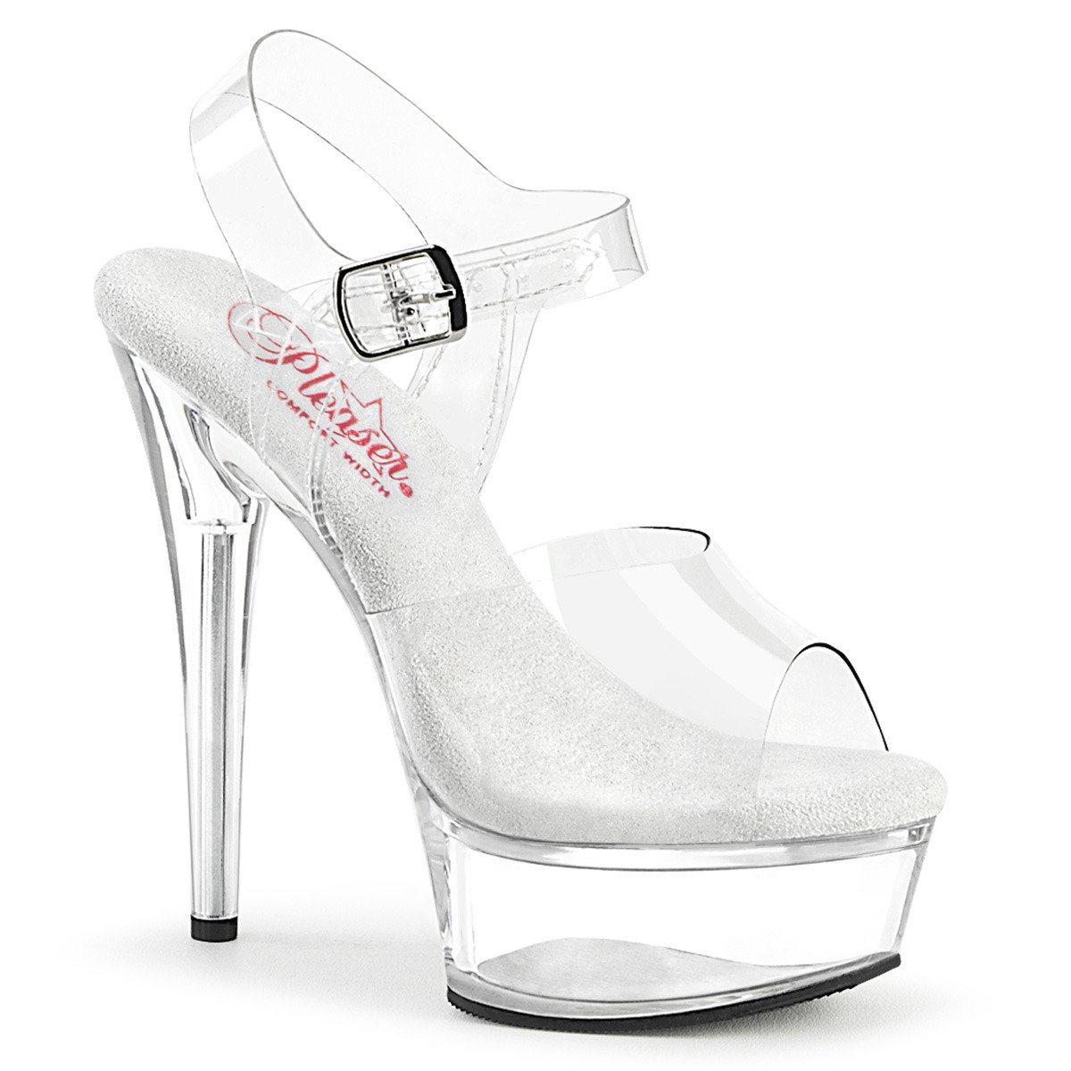 Pleaser Excite-608 C/M - Clear Platform High-Heel Sandals