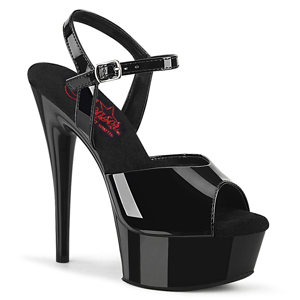 Pleaser Excite-609 B/M - Shiny Black Platform High-Heel Sandals