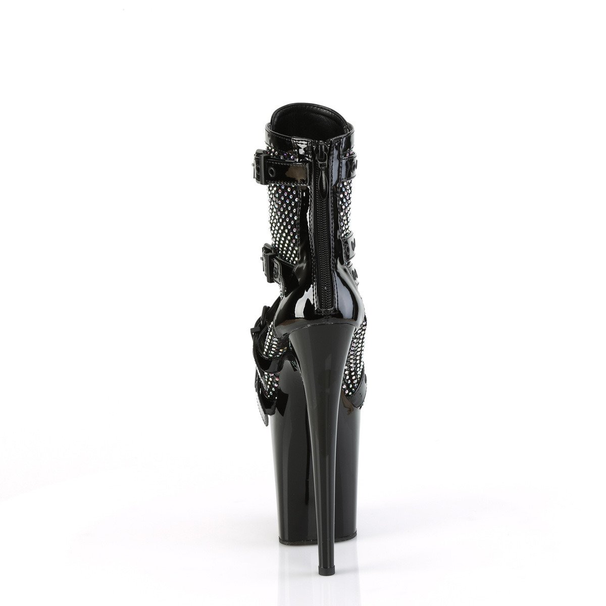 Pleaser Flamingo-1013RM B-RS/M - Shiny Black High-Platform Ankle Boots