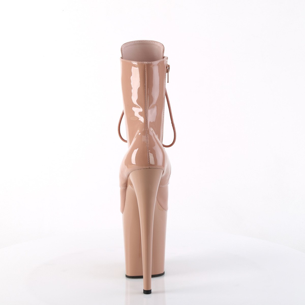 Pleaser Flamingo-1020 BH/M - Shiny Beige High-Platform Ankle Boots