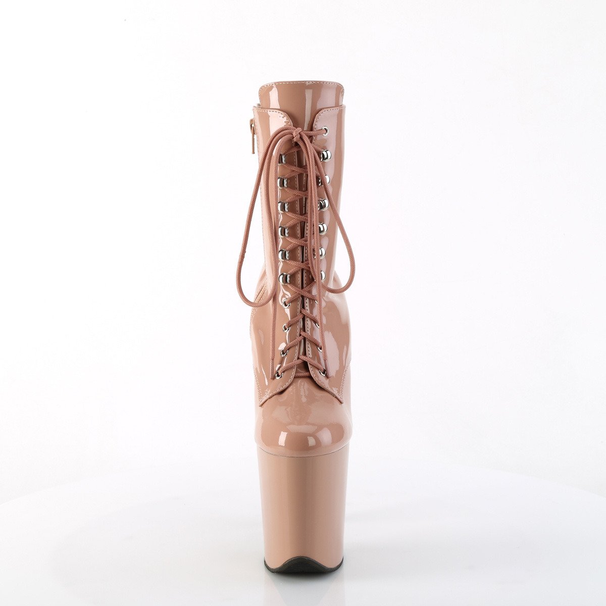 Pleaser Flamingo-1020 BH/M - Shiny Beige High-Platform Ankle Boots